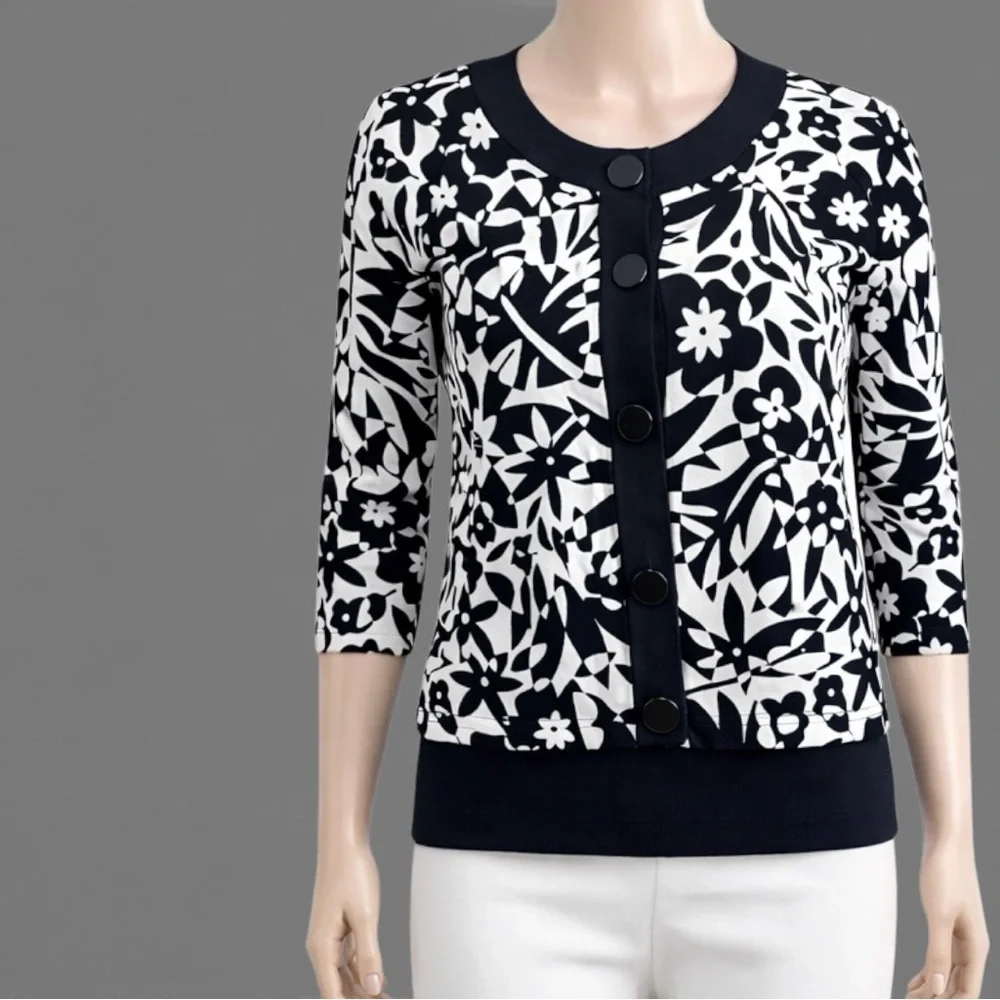 Cable & Gauge Silk-Blend Floral Cardigan